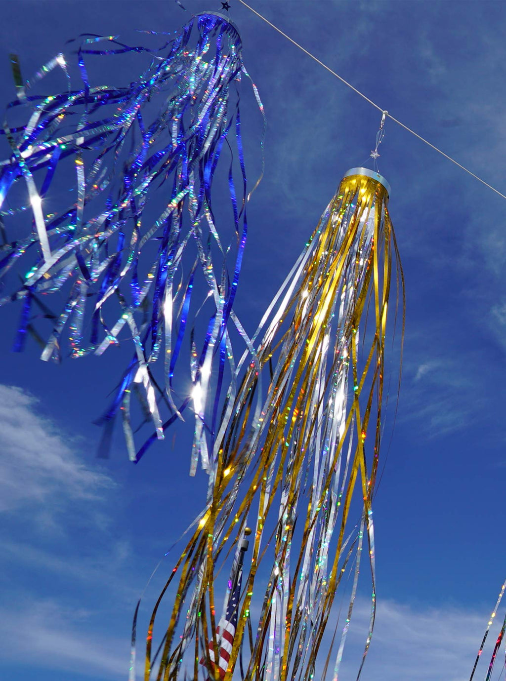 In the Breeze Gold Holographic Mylar Windsock – 4 x 51 Inch Reflective Decoration and Bird Repellent