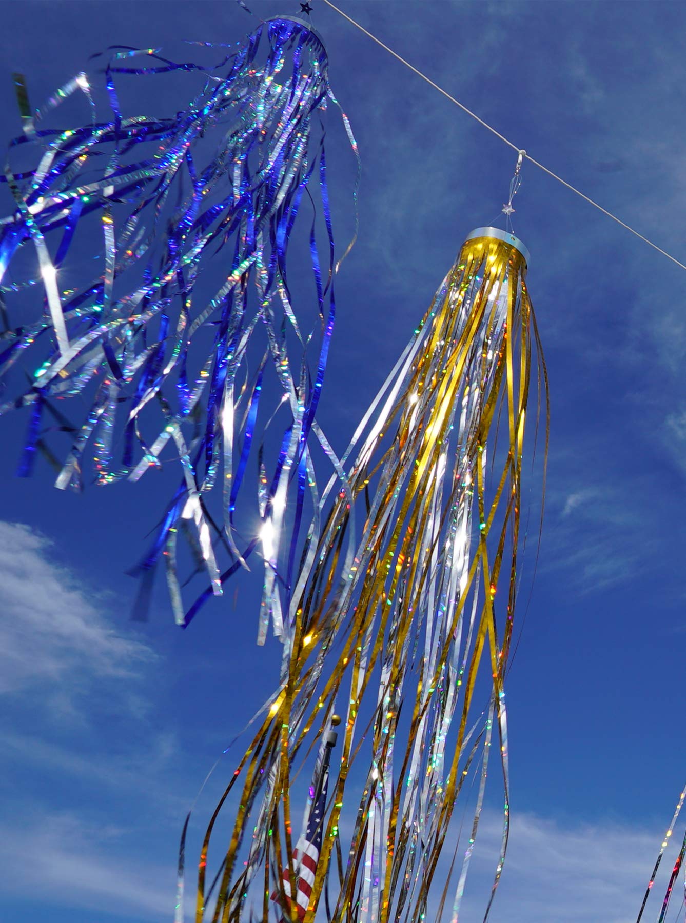 In the Breeze Gold Holographic Mylar Windsock – 4 x 51 Inch Reflective Decoration and Bird Repellent