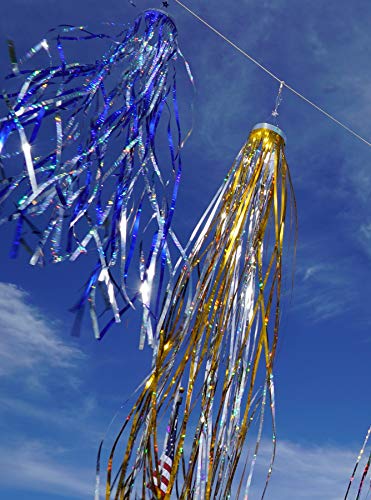In the Breeze Gold Holographic Mylar Windsock – 4 x 51 Inch Reflective Decoration and Bird Repellent