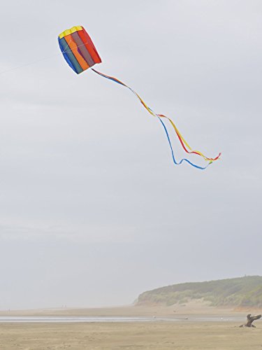 In the Breeze Rainbow Pouch Parafoil Kite – 15" x 20" Beginner Single-Line Kite with Tails and Winder