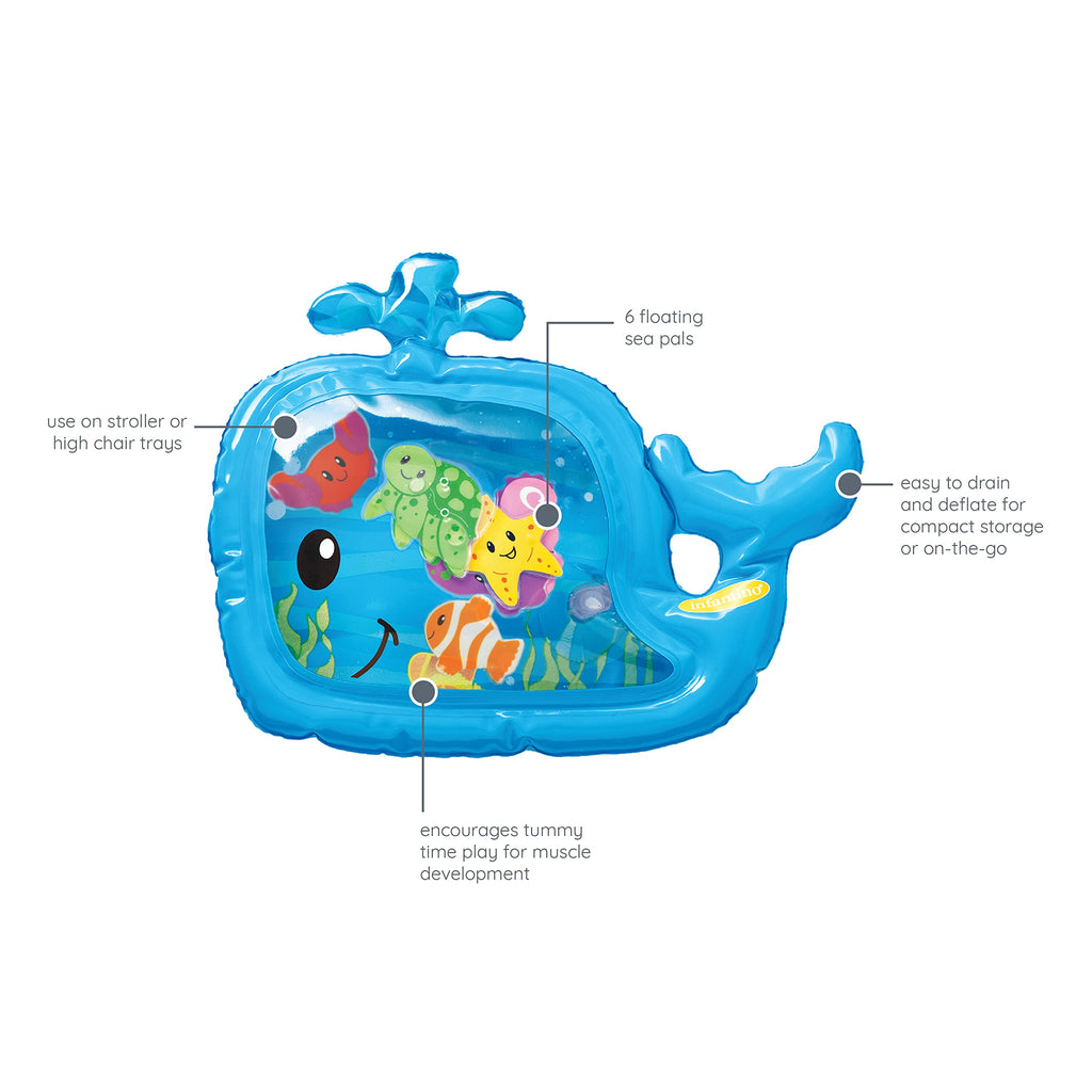 Infantino Jumbo Pat & Play Water Mat, Sea-Themed, Mess-Free, for Babies 3M+