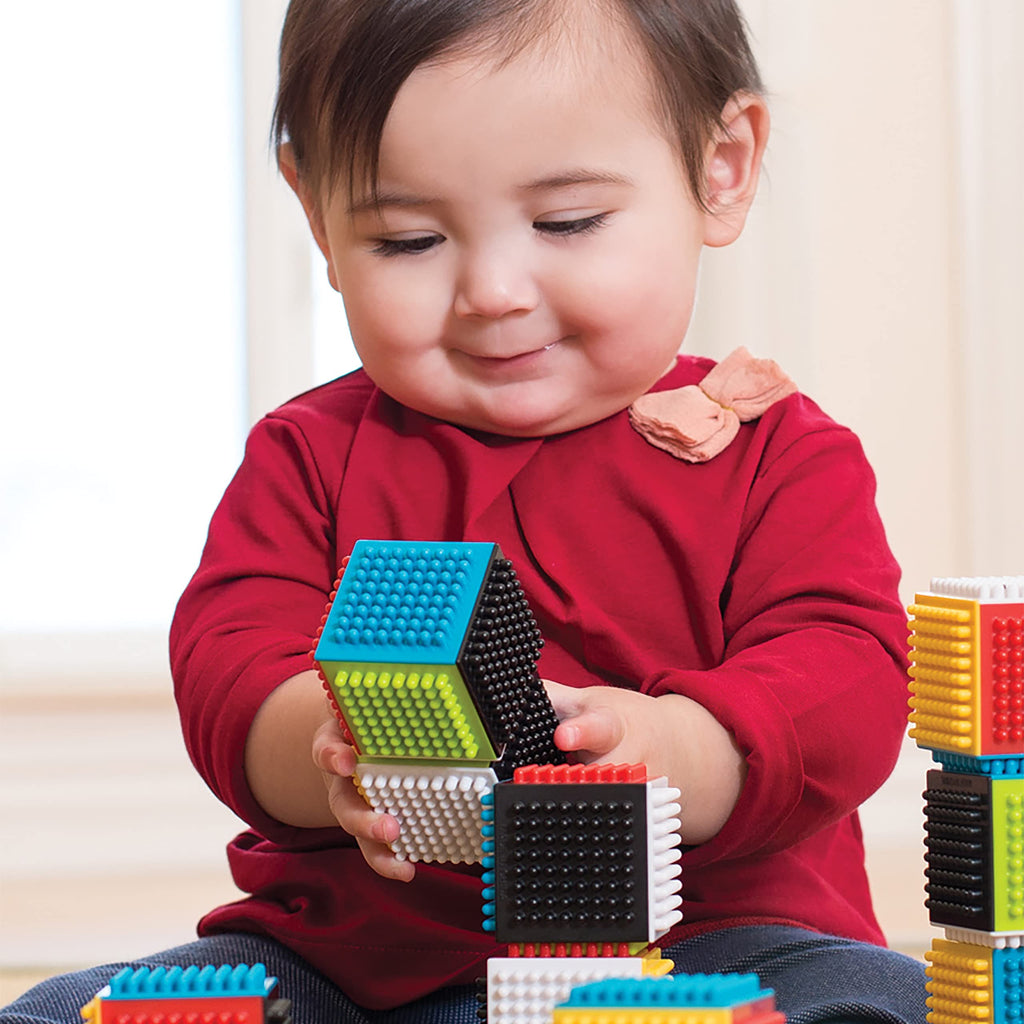 Infantino Press & Stay Sensory Blocks - 24-Piece Stacking Toy for Babies 12+ Months