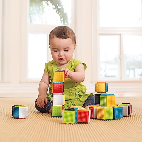 Infantino Press & Stay Sensory Blocks - 24-Piece Stacking Toy for Babies 12+ Months