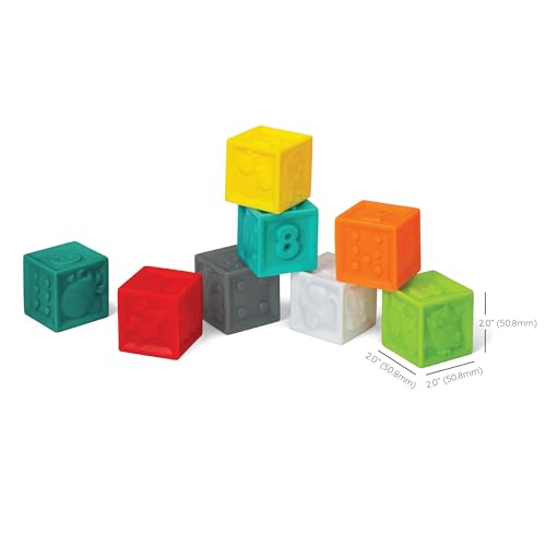 Infantino Squeeze and Stack Block Set – Soft, BPA-Free Sensory Blocks for Babies 6 Months+