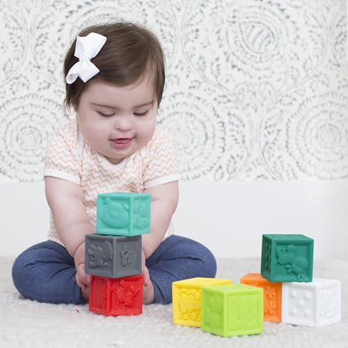 Infantino Squeeze and Stack Block Set – Soft, BPA-Free Sensory Blocks for Babies 6 Months+