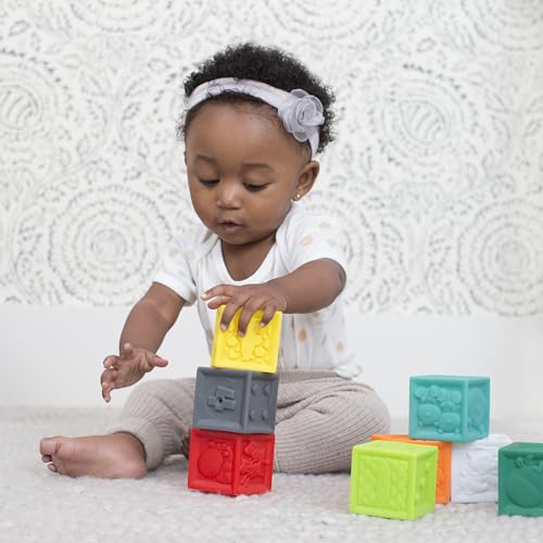 Infantino Squeeze and Stack Block Set – Soft, BPA-Free Sensory Blocks for Babies 6 Months+