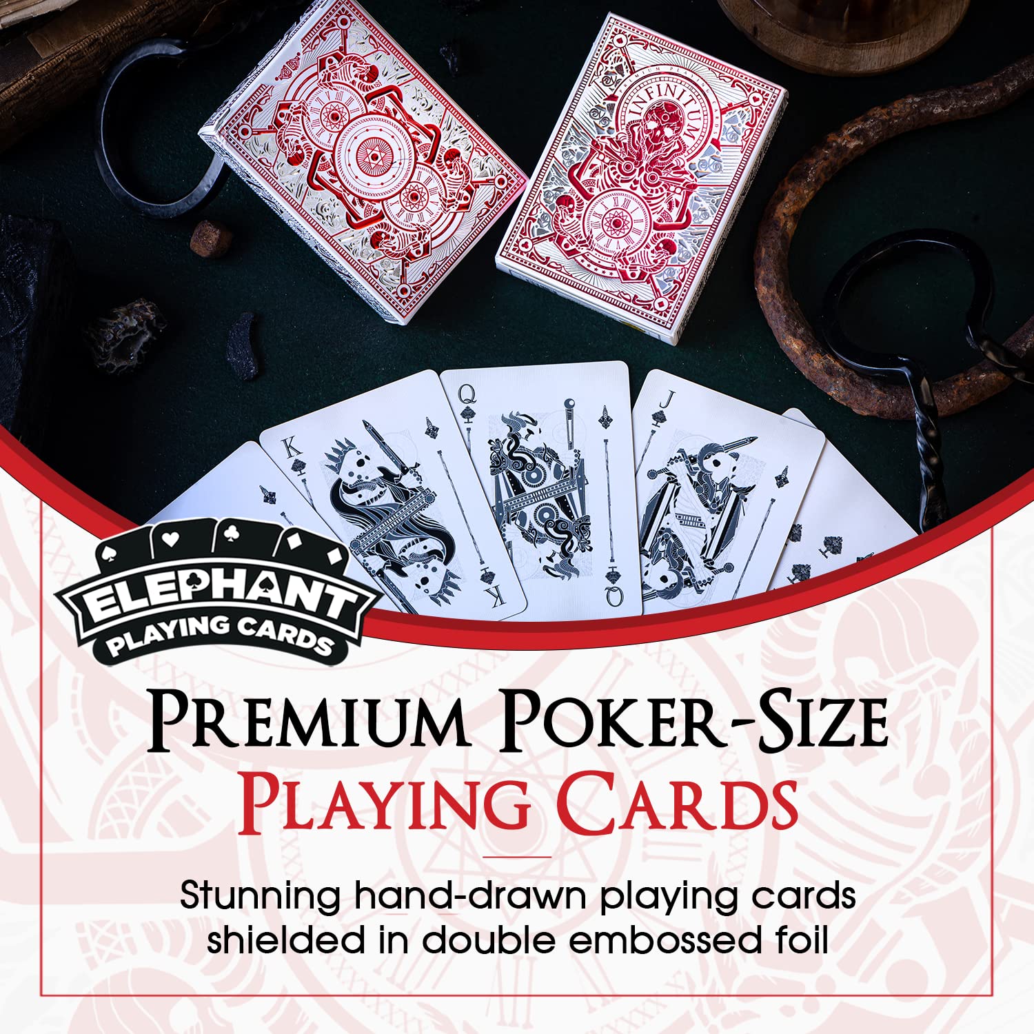 Infinitum Playing Cards by Elephant Playing Cards – Unique Illustrations, Premium Poker Deck with Free Game eBook