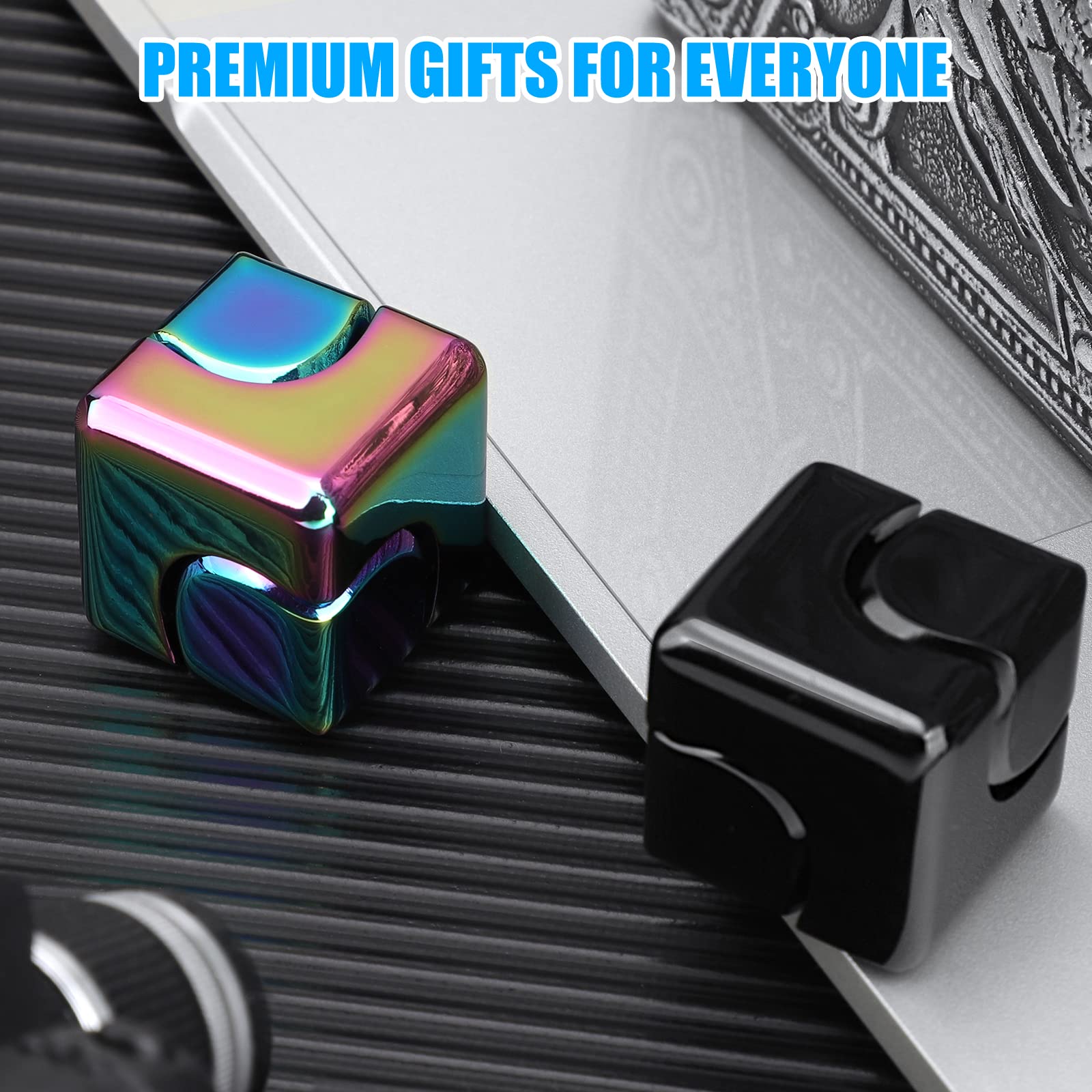 Infinity Gear 2-in-1 Fidget Cube Spinner - Metal Transformable Top for Stress Relief and Focus