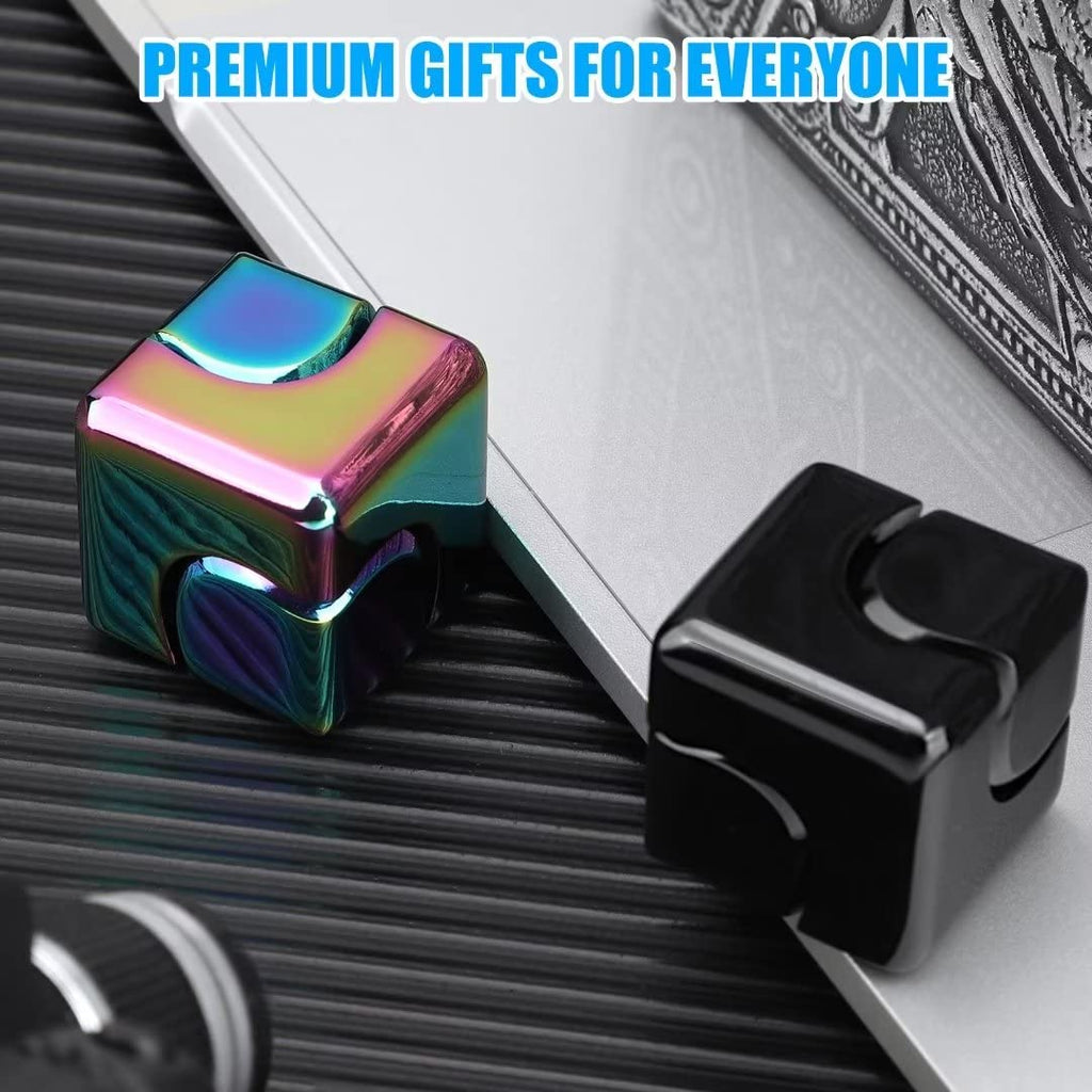 Infinity Gear 2-in-1 Fidget Cube Spinner - Metal Transformable Top for Stress Relief and Focus