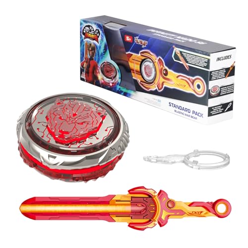 INFINITY NADO Battling Tops Toy with Sword Launcher - Blazing War Bear, Flame Red