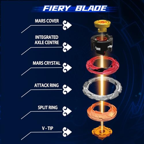 Infinity Nado Fiery Flame Red Spinning Top Battle Set with Launcher - Toy Gift for Kids Ages 5-10