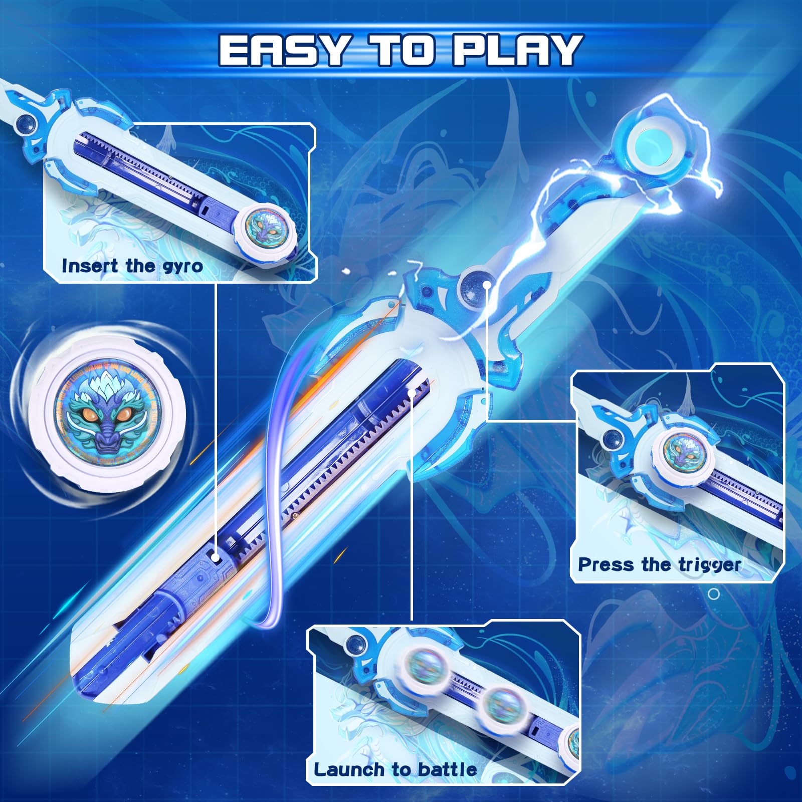 Infinity Nado Mini Nado Sword Battle Set – Blue Spinning Top Launcher for Kids Ages 5-12