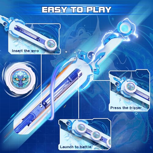 Infinity Nado Mini Nado Sword Battle Set – Blue Spinning Top Launcher for Kids Ages 5-12
