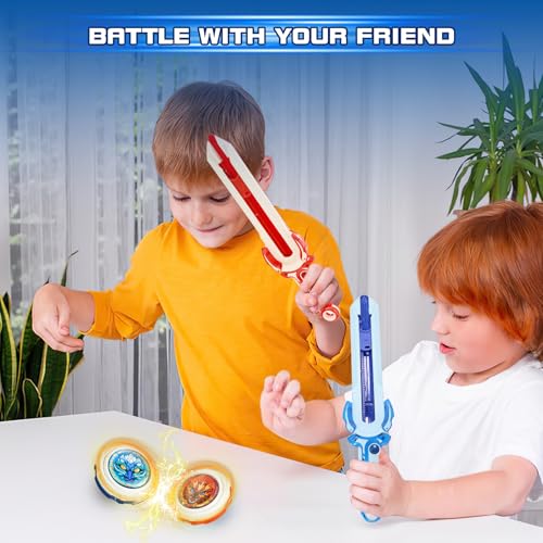 Infinity Nado Mini Nado Sword Spinning Top Battle Set - Red Sword Launcher for Beginners Ages 5-14