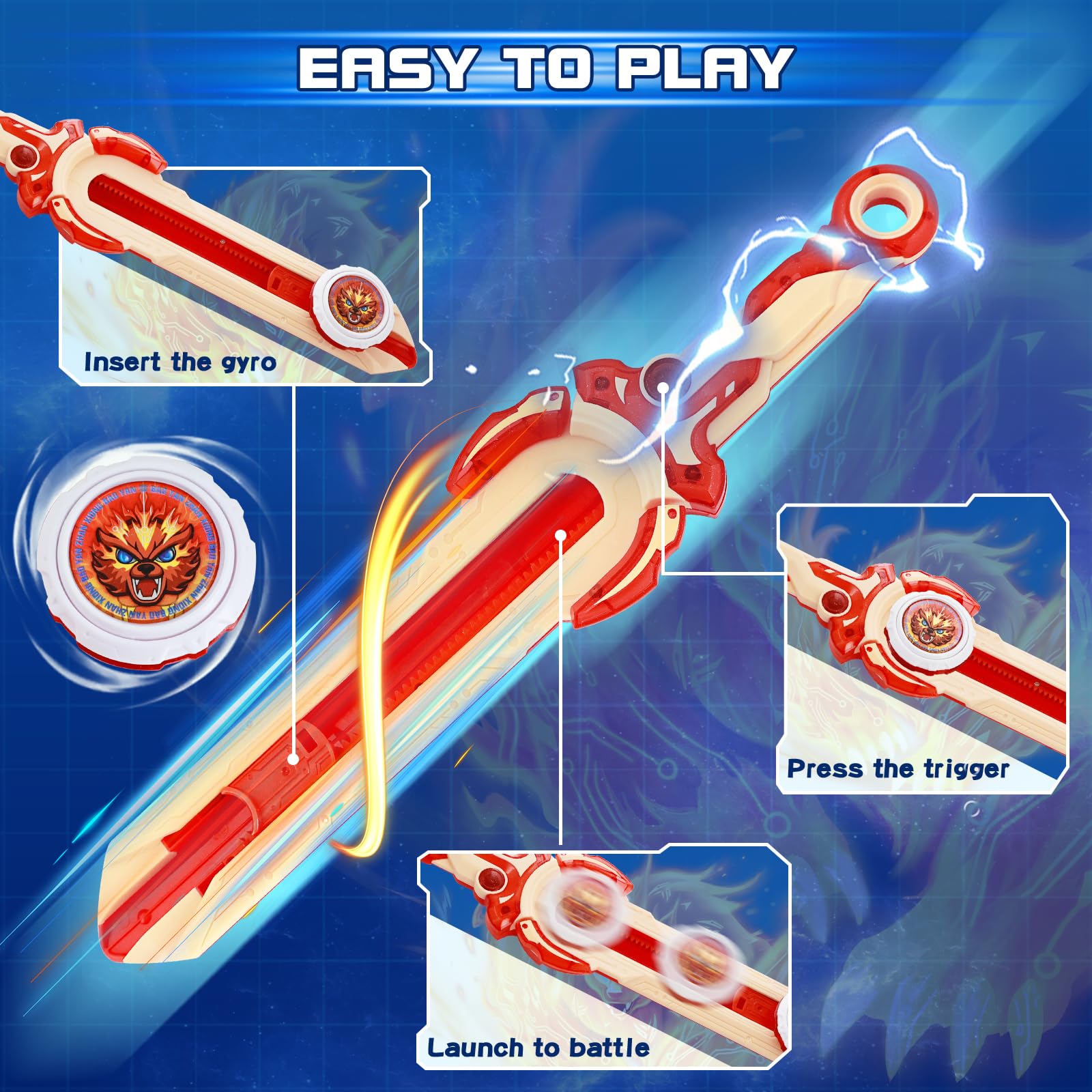 Infinity Nado Mini Nado Sword Spinning Top Battle Set - Red Sword Launcher for Beginners Ages 5-14