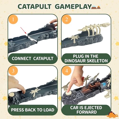 Infistaky 3-in-1 Dinosaur Toy Set: Shoulder Bag, Pull-Along Car & Launch Track for Kids 3+