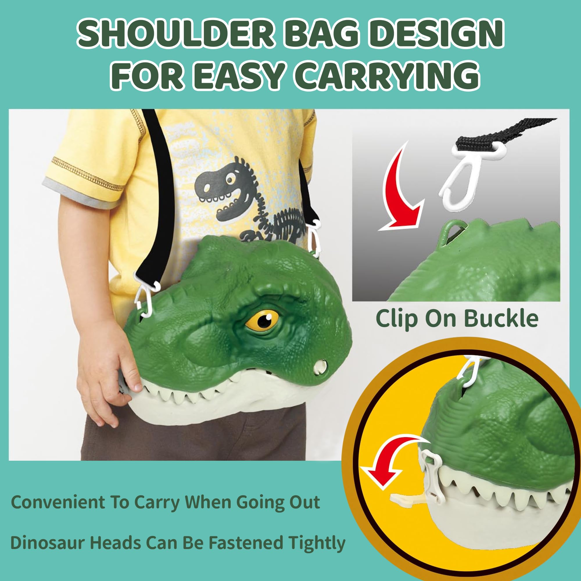 Infistaky 3-in-1 Dinosaur Toy Set: Shoulder Bag, Pull-Along Car & Launch Track for Kids 3+