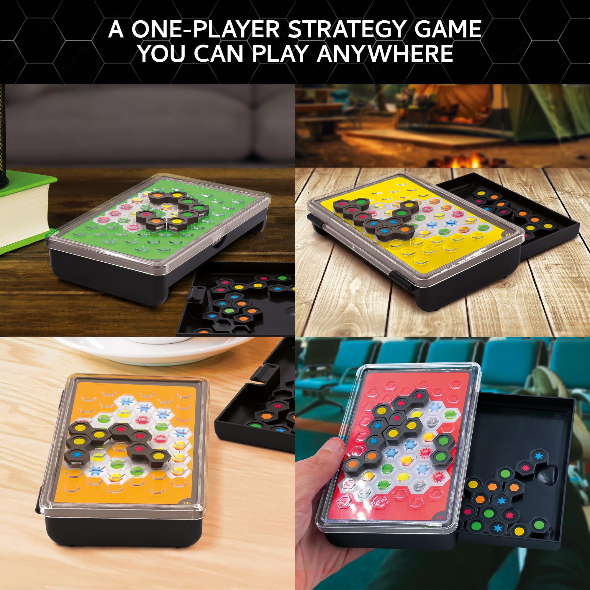 Ingenious: Single-Player Travel Edition – Hex Tile Puzzle Game with 200 Challenges, Ages 8+