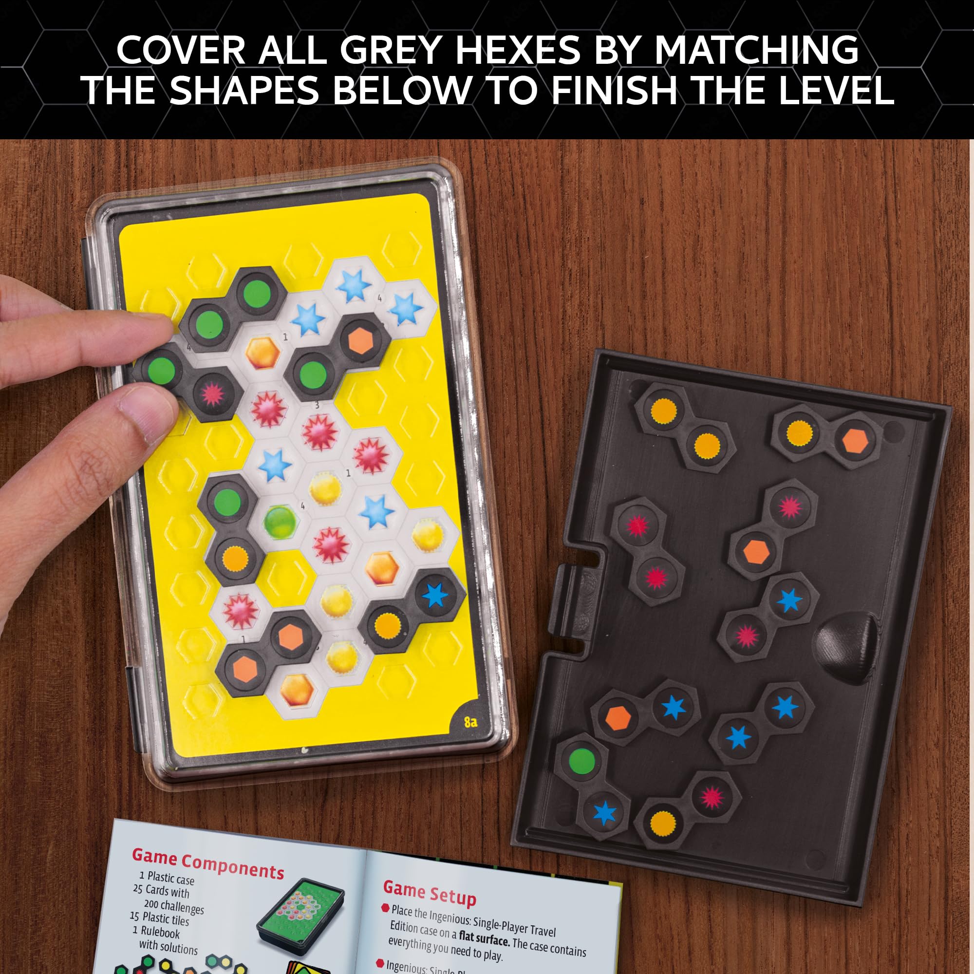 Ingenious: Single-Player Travel Edition – Hex Tile Puzzle Game with 200 Challenges, Ages 8+