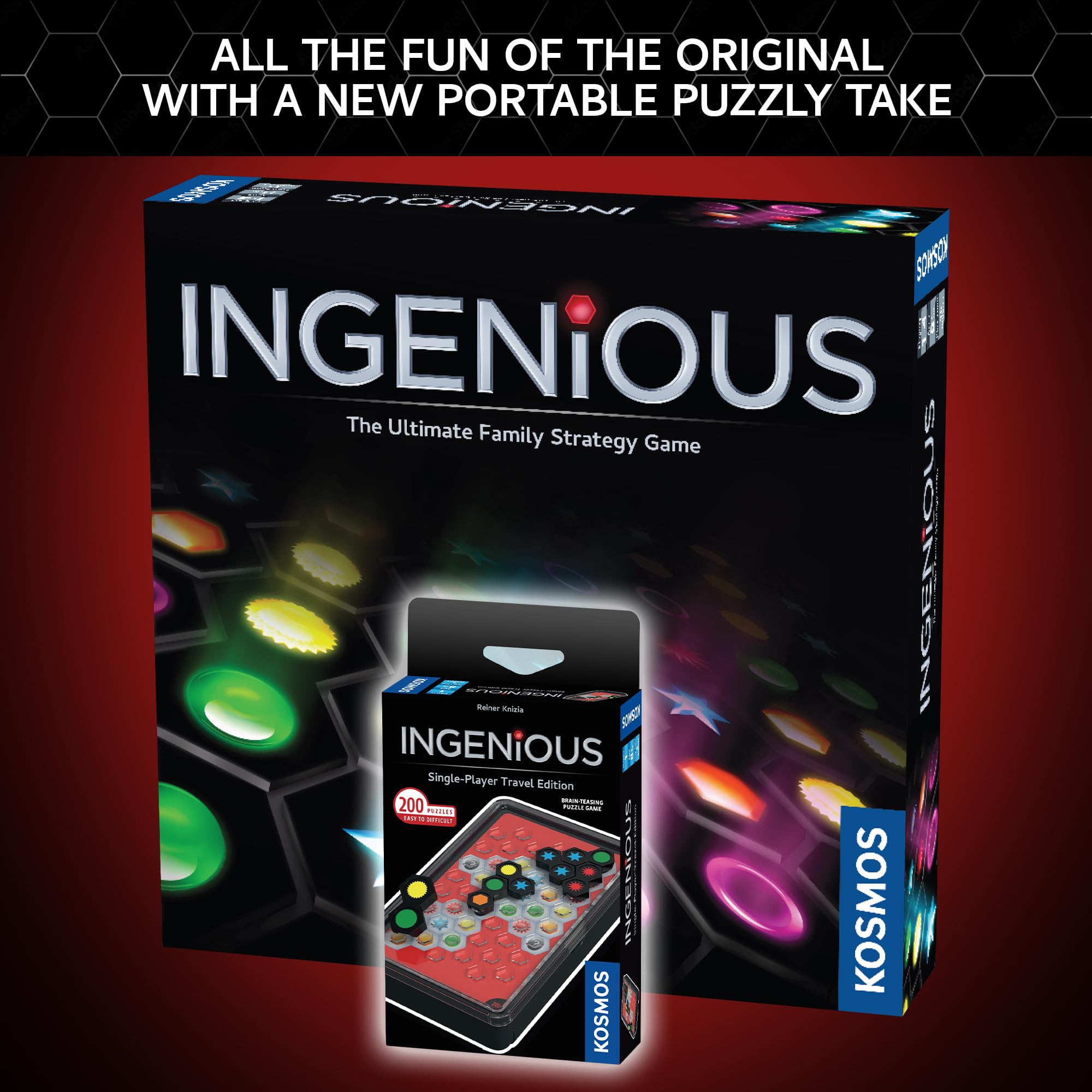 Ingenious: Single-Player Travel Edition – Hex Tile Puzzle Game with 200 Challenges, Ages 8+