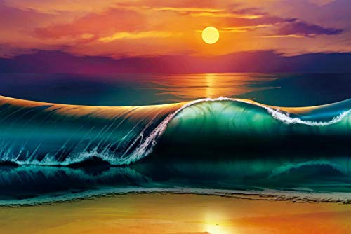Ingooood 1000 Piece Jigsaw Puzzle - Tranquil Series Island Sunset - Wooden Adult Puzzle with Reference Picture & Letter-Coded Backs