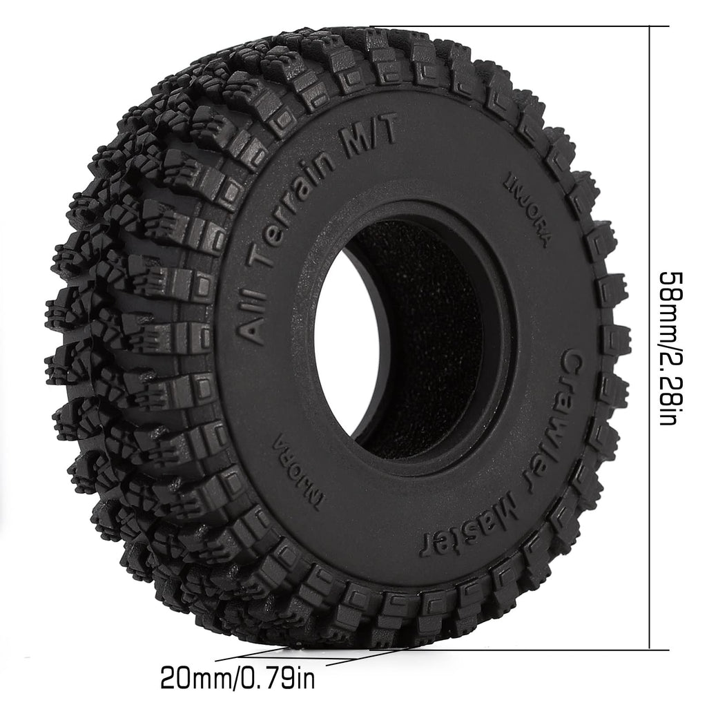 INJORA 1.0 S5 All Terrain Crawler Tires 58x20mm for TRX4M SCX24 FCX24 AX24 (T1008)