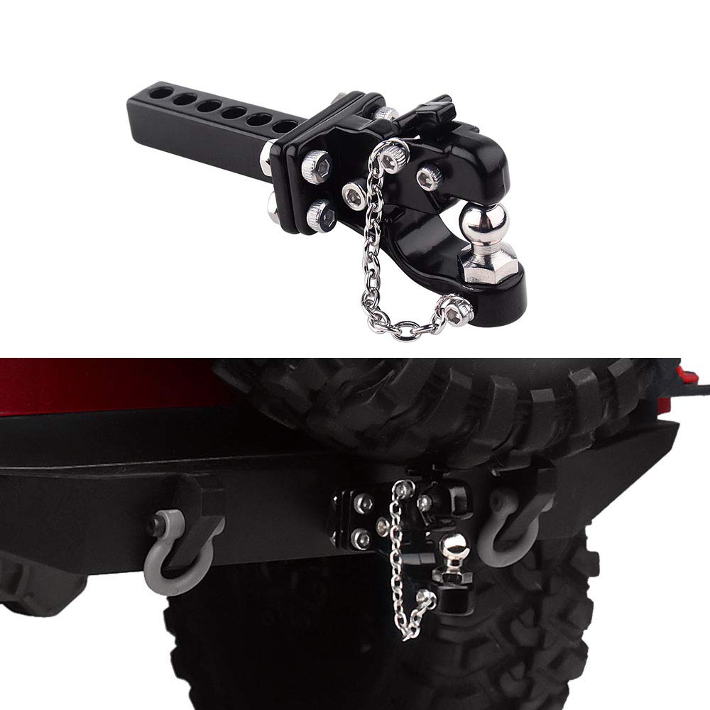 INJORA 1/10 RC Tow Hook Drop Hitch Receiver - Metal, Black for TRX4 Axial SCX10 (No Ball Buckle)