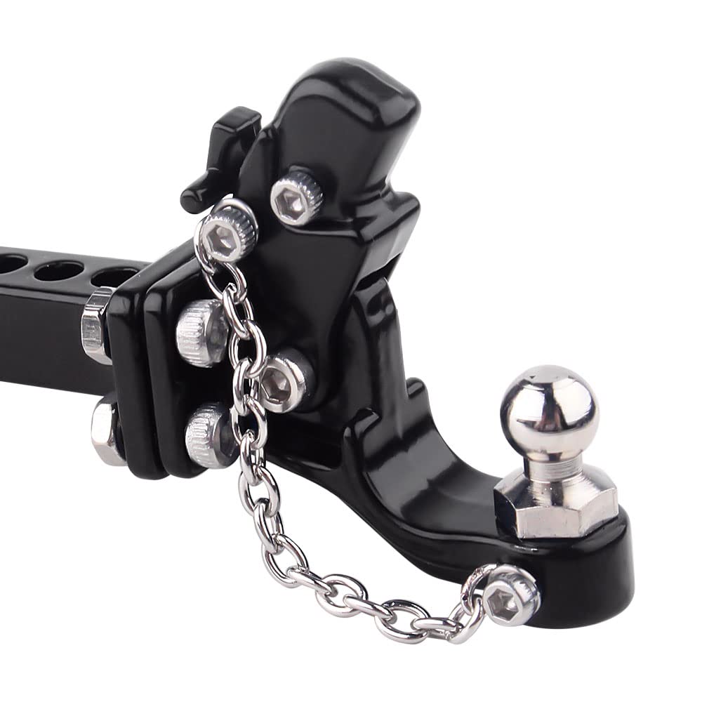INJORA 1/10 RC Tow Hook Drop Hitch Receiver - Metal, Black for TRX4 Axial SCX10 (No Ball Buckle)
