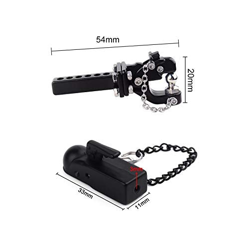 INJORA 1/10 Scale RC Tow Hook Drop Hitch Receiver for Traxxas TRX4 Axial SCX10 90046 with Ball Buckle