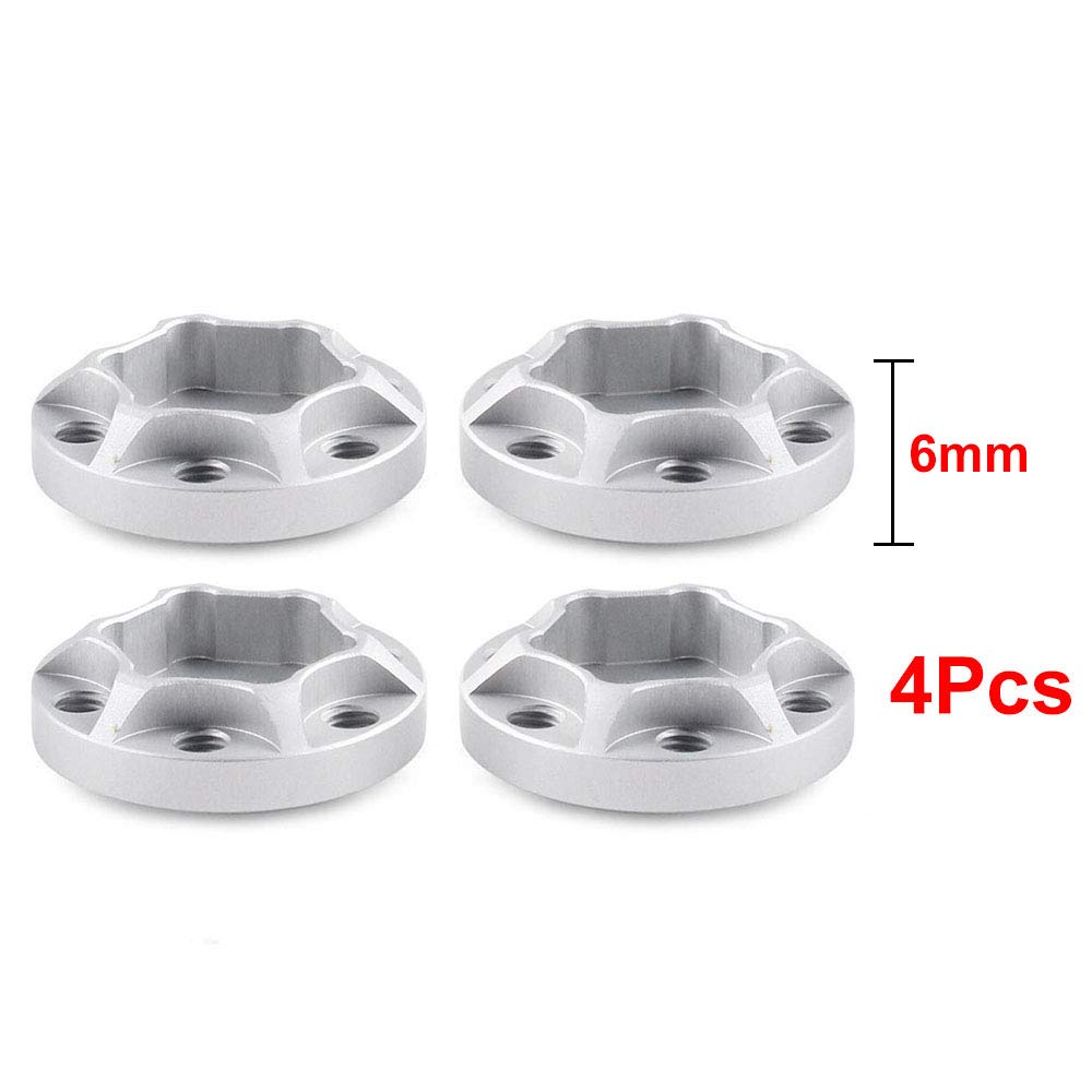 INJORA 12mm Wheel Hex Hub Set 4pcs (Silver 6mm) for 1/10 RC Crawler SCX10 TRX4 D90