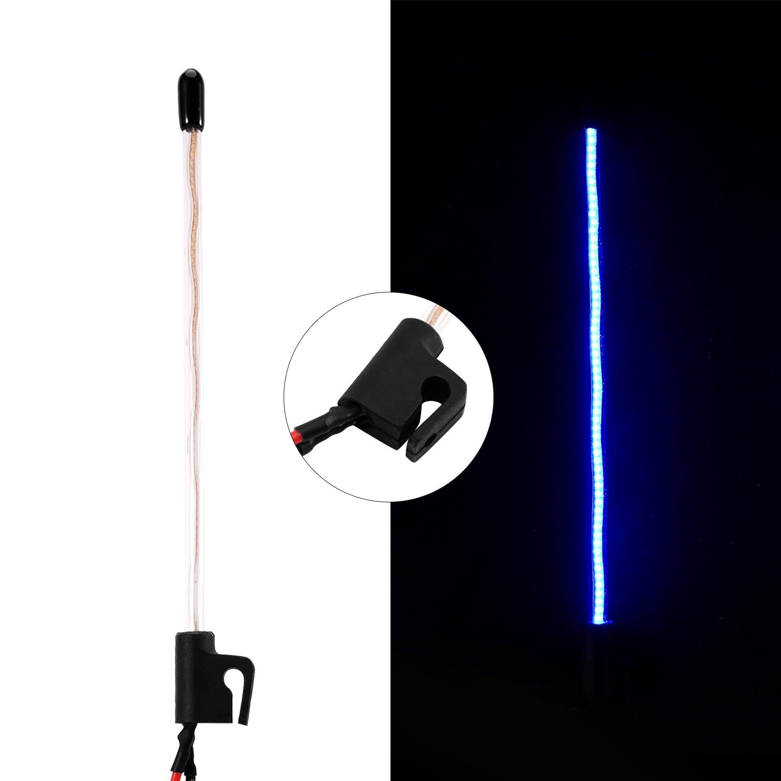 INJORA 2-Pack Ice Blue LED Whip Lights for 1/18 1/24 RC Crawlers (Side Fixed)
