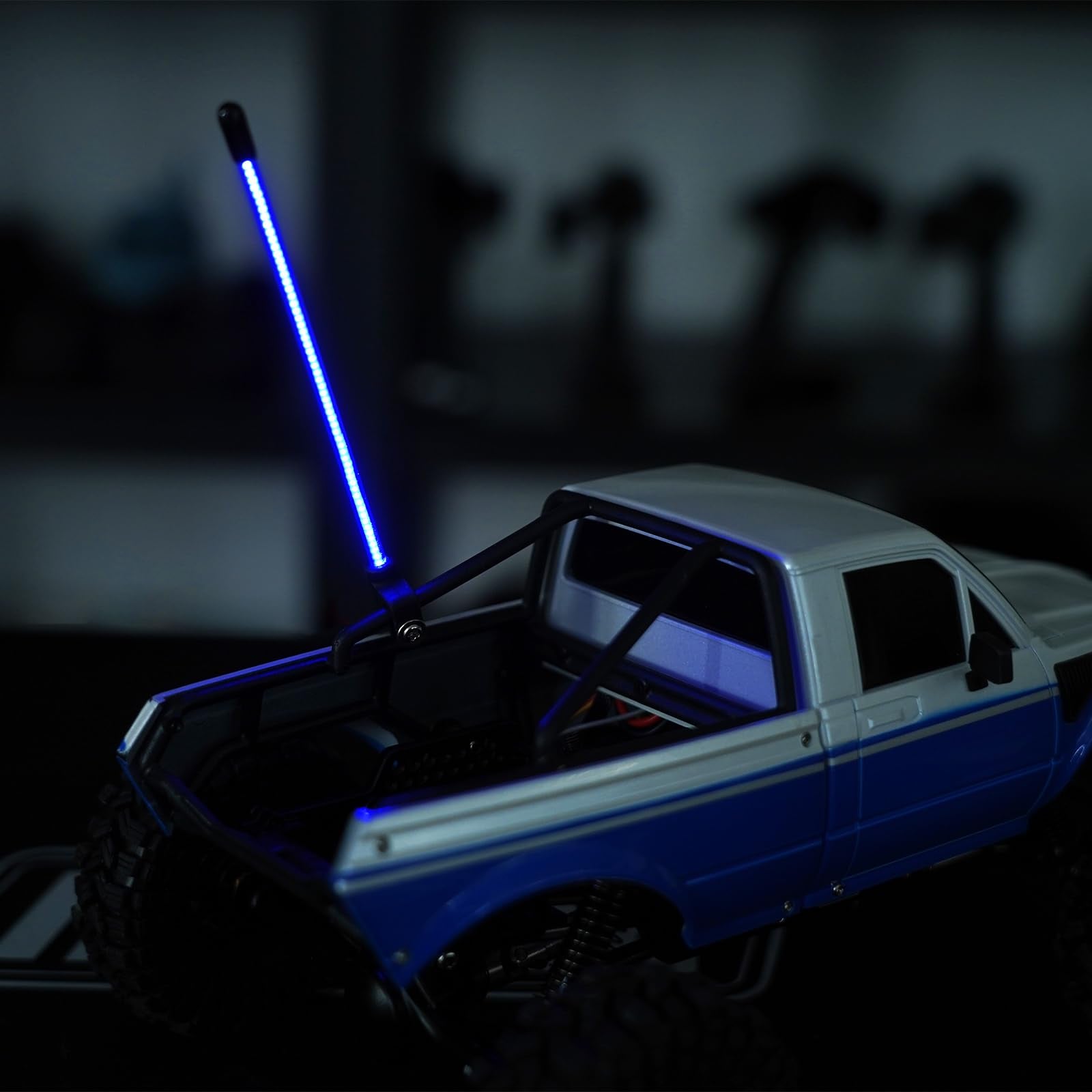 INJORA 2-Pack Ice Blue LED Whip Lights for 1/18 1/24 RC Crawlers (Side Fixed)