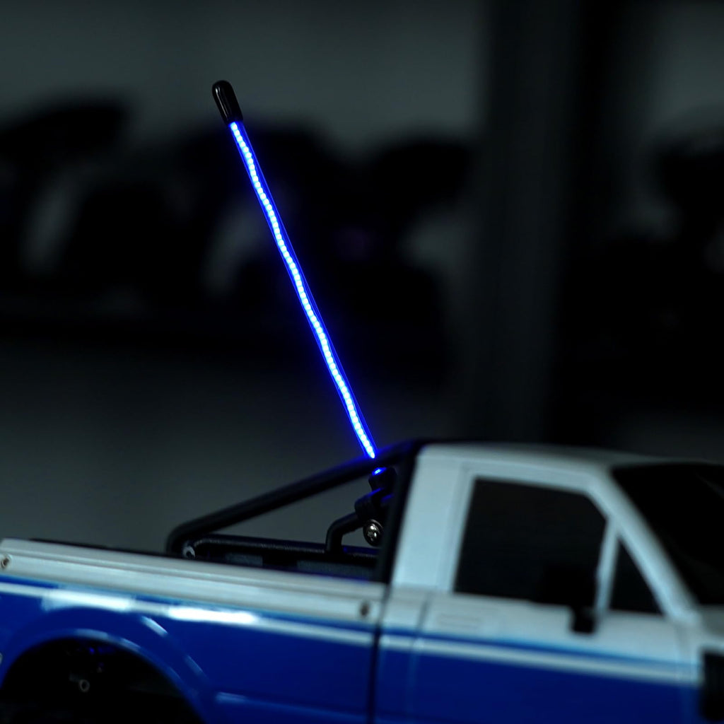 INJORA 2-Pack Ice Blue LED Whip Lights for 1/18 1/24 RC Crawlers (Side Fixed)