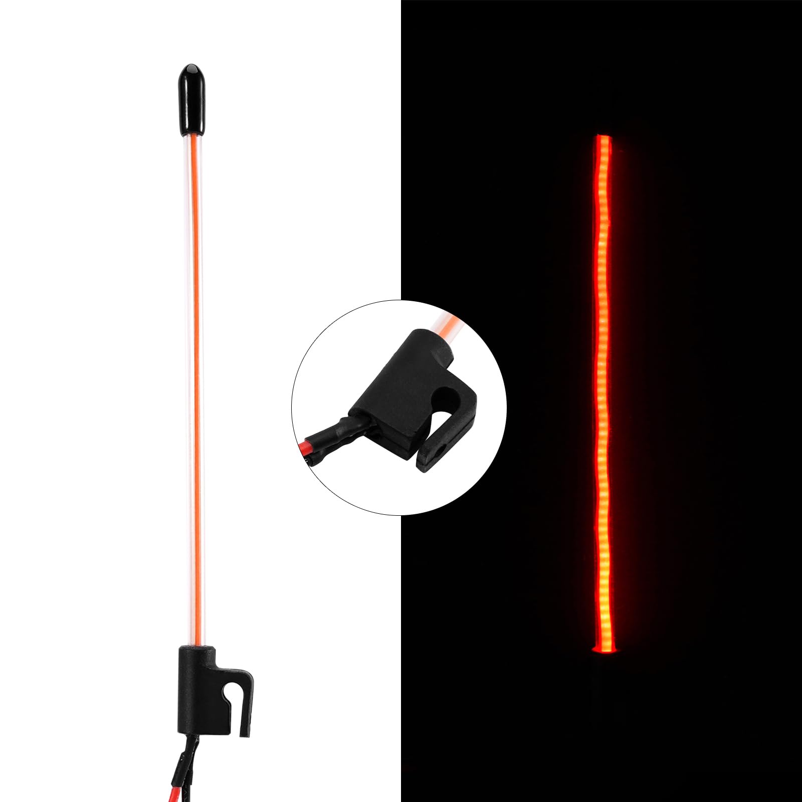 INJORA 2PCS Red LED Whip Lights for SCX24 & TRX4M 1/18 1/24 RC Crawlers