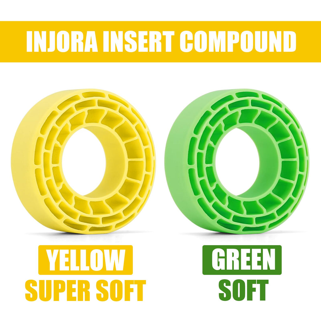 INJORA 4-Pack Silicone Rubber Tire Inserts for 1.0" RC Crawler Tires - Super Soft Yellow (56-58mm x 22-24mm)