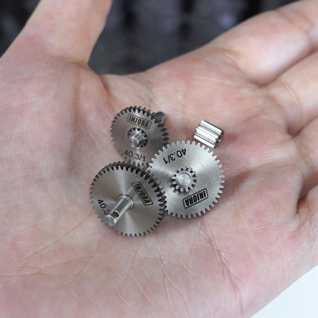 INJORA 40.3:1 Low Range Transmission Gear Set for TRX4M 1/18 RC Crawler – Stainless Steel