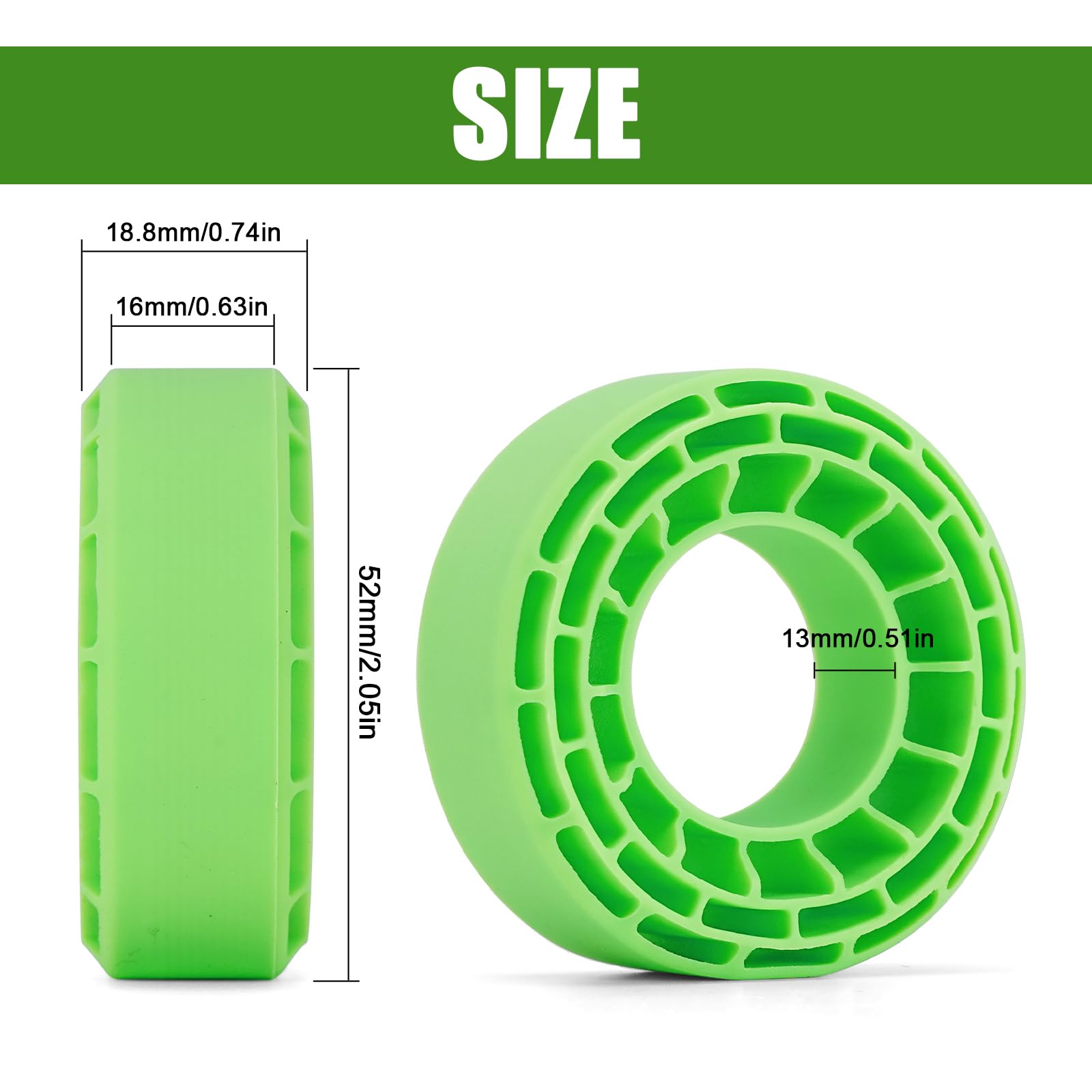 INJORA 4pcs Silicone Rubber Tire Inserts for 56-58mm x 22-24mm 1.0" RC Tires - Green