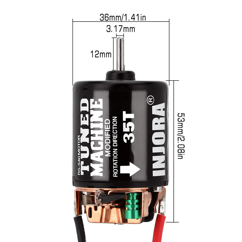 INJORA 540 Brushed Motor 35T - Waterproof, Rebuildable RC Crawler Motor for 1/10 Scale