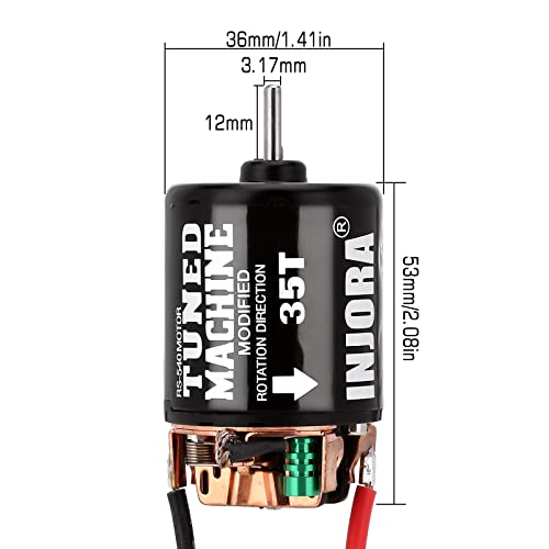 INJORA 540 Brushed Motor 35T - Waterproof, Rebuildable RC Crawler Motor for 1/10 Scale
