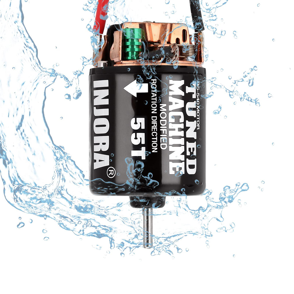 INJORA 540 Brushed Motor 55T Waterproof – Dual Ball Bearings, Rebuildable for 1/10 RC Crawlers