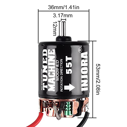 INJORA 540 Brushed Motor 55T Waterproof – Dual Ball Bearings, Rebuildable for 1/10 RC Crawlers