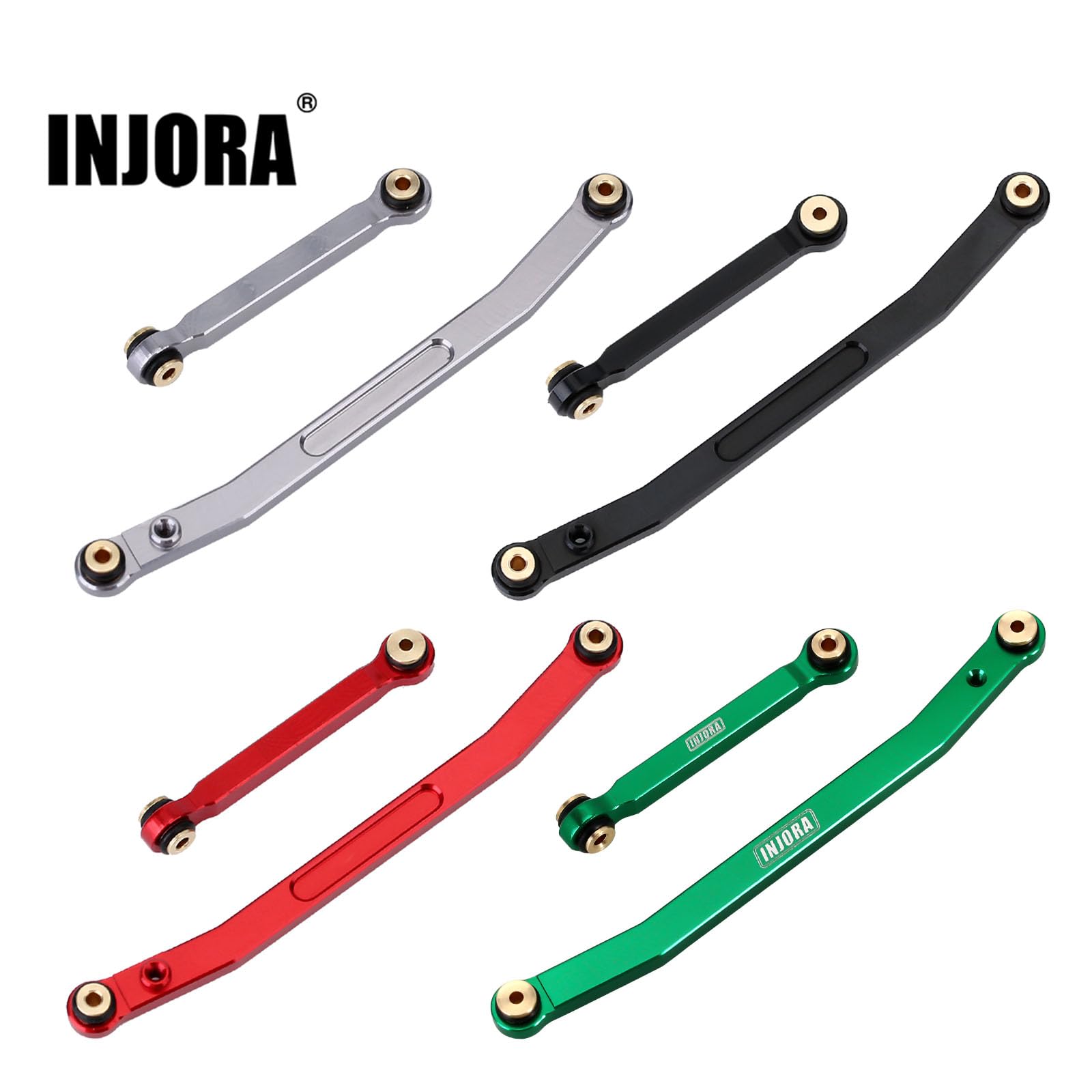 INJORA Aluminum Steering Rod Tie Links for 1/24 SCX24 Crawler – Grey, CNC Precision