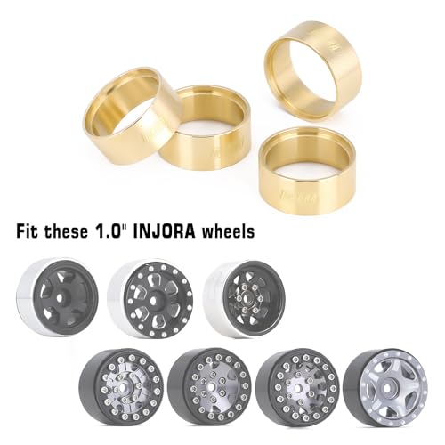 INJORA Brass Internal Beadlock Ring for 1.0" RC Wheels – 13g Weight for SCX24 Crawler