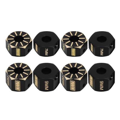 INJORA Brass Wheel Hex Hub 7mm: Black Coated CNC Adapter for Axial SCX10 PRO/III/UTB10 1/10 RC Crawler