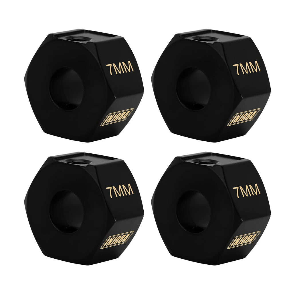 INJORA Brass Wheel Hex Hub 7mm: Black Coated CNC Adapter for Axial SCX10 PRO/III/UTB10 1/10 RC Crawler