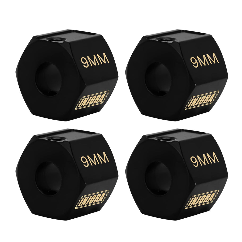 INJORA Brass Wheel Hex Hub 9mm Black Coating for Axial SCX10 PRO SCX10 III UTB10 Upgrade