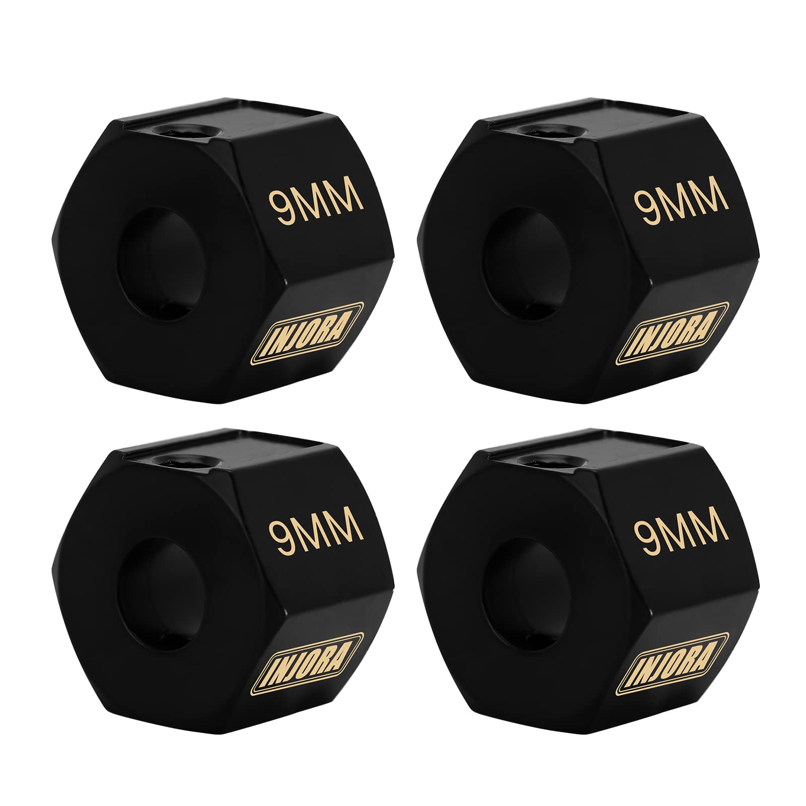 INJORA Brass Wheel Hex Hub 9mm Black Coating for Axial SCX10 PRO SCX10 III UTB10 Upgrade