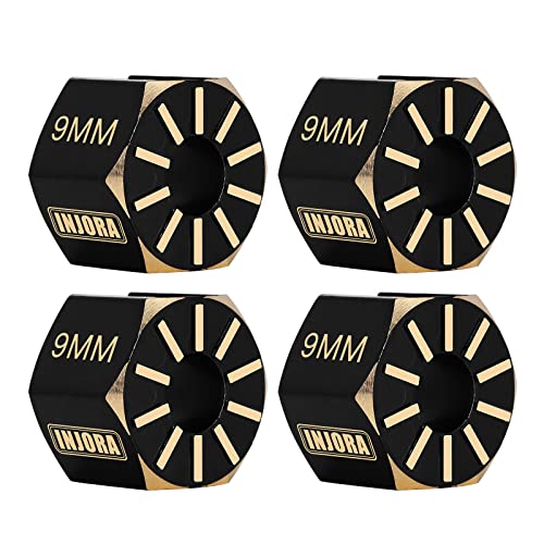 INJORA Brass Wheel Hex Hub 9mm Black Coating for Axial SCX10 PRO SCX10 III UTB10 Upgrade