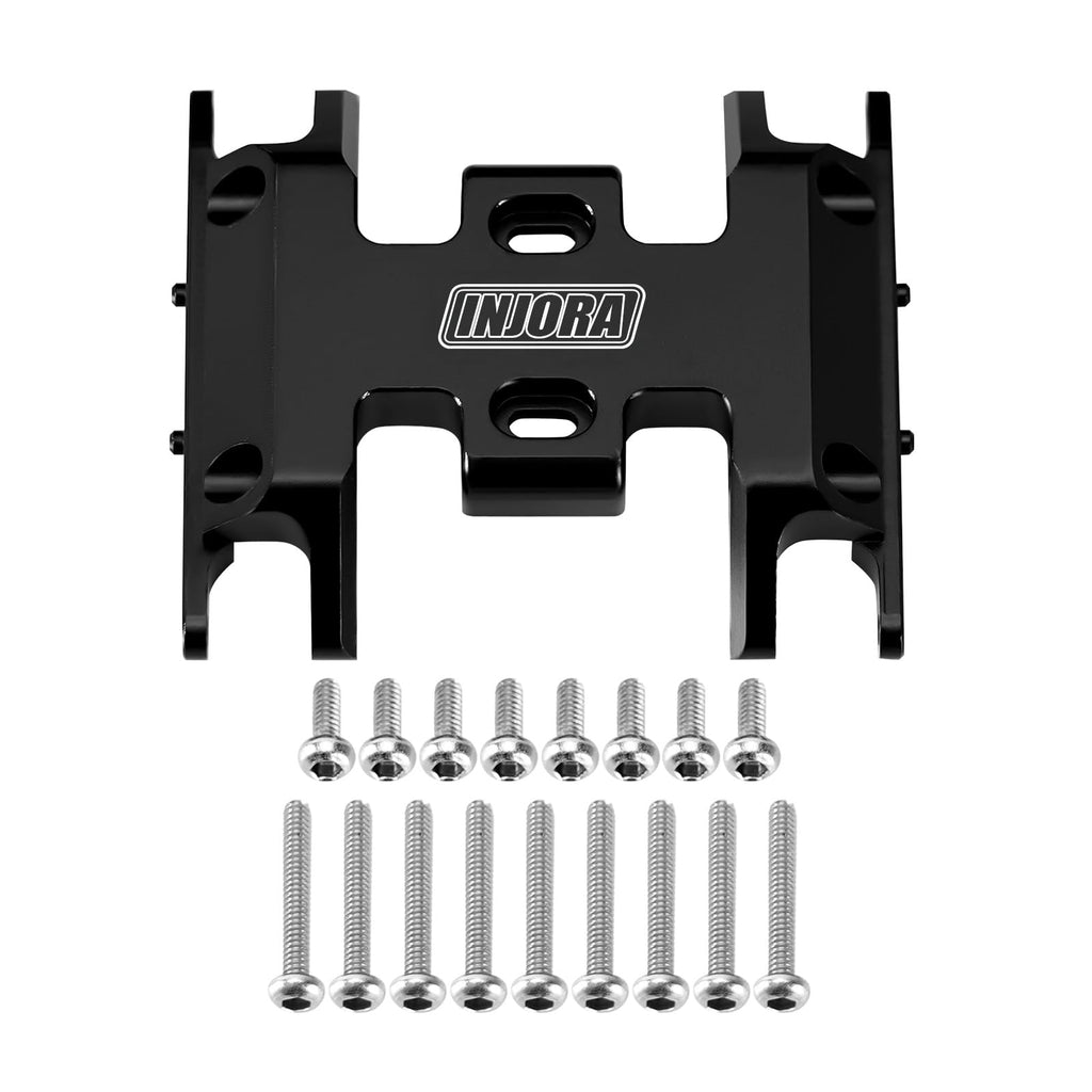INJORA CNC Aluminum Skid Plate for SCX24 RC Crawler – Forward/Reverse, Flat Bottom, Black
