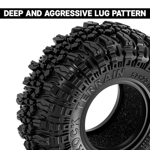 INJORA G2 Rock Terrain Tires 57x22mm (1.0 inch) for 1/24 & 1/18 RC Crawlers – T1005